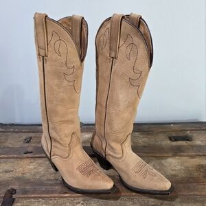 J.B. Dillon Snip Toe Embroidered Western Handcrafted Soft Leather Cowgirl Boots